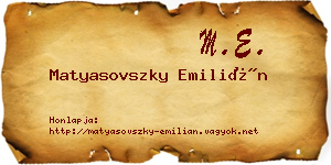 Matyasovszky Emilián névjegykártya